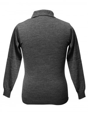 Men pure wool sweater plain collar dark grey